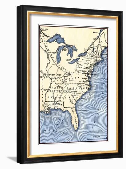 Map Showing the Thirteen Colonies Which Joined Together as the Original Thirteen States in 1776-null-Framed Giclee Print