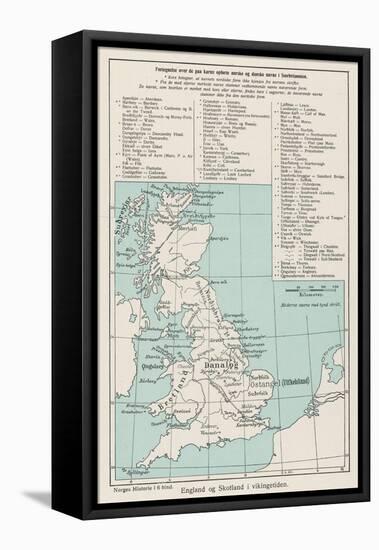 Map Showing the Viking Names for Places in Britain-null-Framed Stretched Canvas