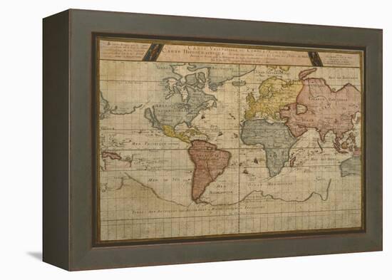 Map Showing the World Trade Shipping Routes, Cartography by Pierre Duval-null-Framed Premier Image Canvas