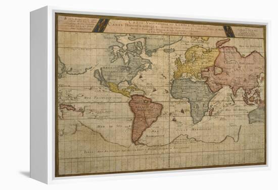 Map Showing the World Trade Shipping Routes, Cartography by Pierre Duval-null-Framed Premier Image Canvas