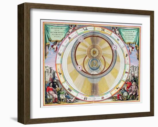 Map showing Tycho Brahe's system of planetary orbits, 1660-1661-Andreas Cellarius-Framed Giclee Print
