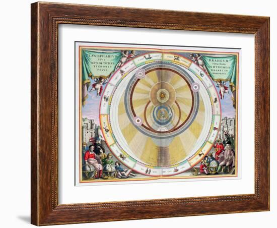 Map showing Tycho Brahe's system of planetary orbits, 1660-1661-Andreas Cellarius-Framed Giclee Print