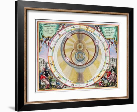 Map showing Tycho Brahe's system of planetary orbits, 1660-1661-Andreas Cellarius-Framed Giclee Print