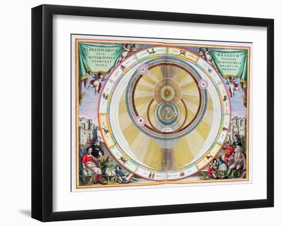 Map showing Tycho Brahe's system of planetary orbits, 1660-1661-Andreas Cellarius-Framed Giclee Print