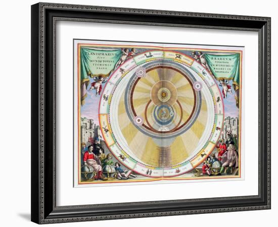 Map showing Tycho Brahe's system of planetary orbits, 1660-1661-Andreas Cellarius-Framed Giclee Print