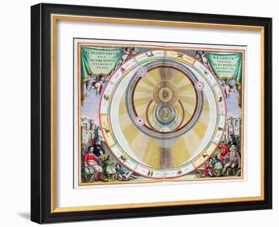 Map showing Tycho Brahe's system of planetary orbits, 1660-1661-Andreas Cellarius-Framed Giclee Print