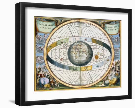 Map showing Tycho Brahe's system of planetary orbits around the Earth, 1660-1661-Andreas Cellarius-Framed Giclee Print