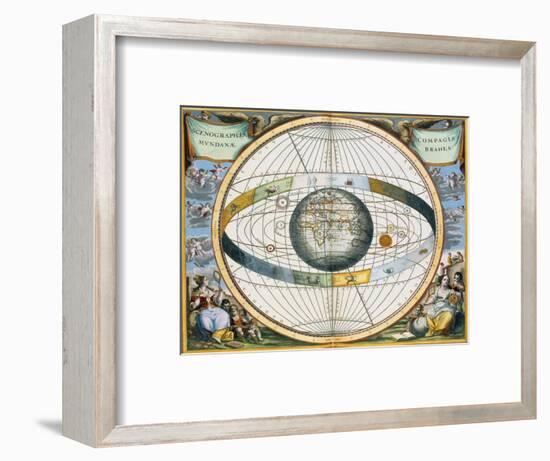 Map showing Tycho Brahe's system of planetary orbits around the Earth, 1660-1661-Andreas Cellarius-Framed Giclee Print