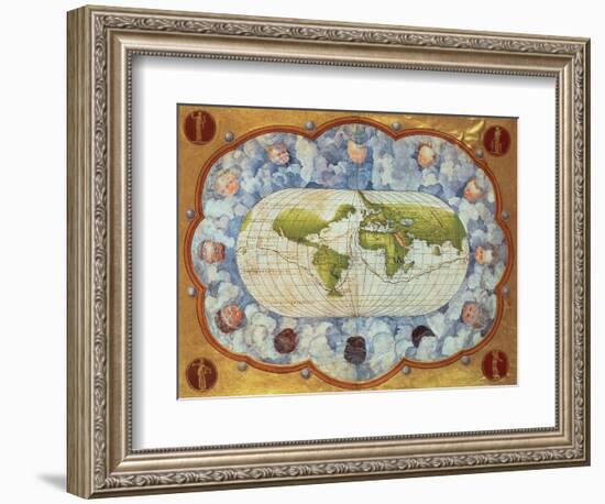 Map Tracing Magellan's World Voyage, Once Owned by Charles V, 1545-Battista Agnese-Framed Giclee Print