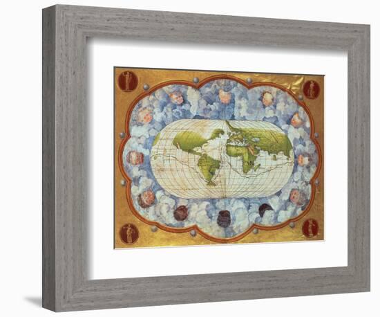 Map Tracing Magellan's World Voyage, Once Owned by Charles V, 1545-Battista Agnese-Framed Giclee Print