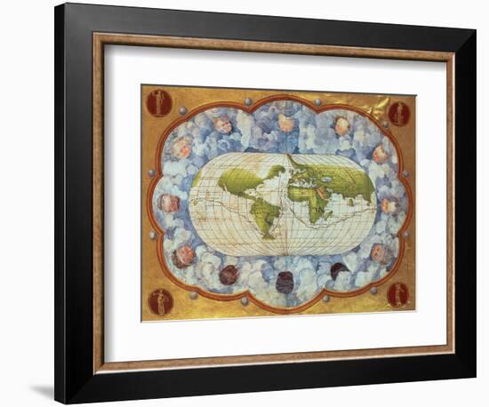 Map Tracing Magellan's World Voyage, Once Owned by Charles V, 1545-Battista Agnese-Framed Giclee Print