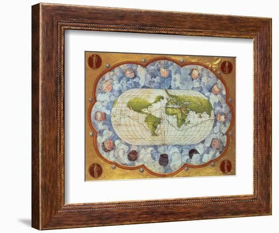 Map Tracing Magellan's World Voyage, Once Owned by Charles V, 1545-Battista Agnese-Framed Giclee Print