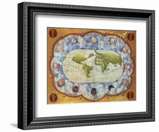 Map Tracing Magellan's World Voyage, Once Owned by Charles V, 1545-Battista Agnese-Framed Giclee Print