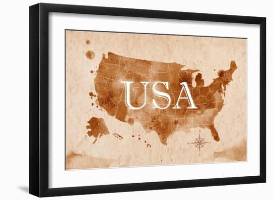 Map United States Retro-anna42f-Framed Art Print
