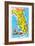 Map with Florida Attractions-null-Framed Art Print