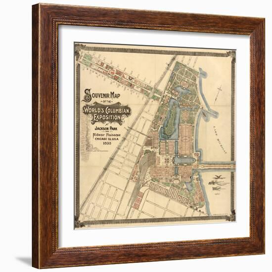 Map: World's Fair, 1893-null-Framed Premium Giclee Print