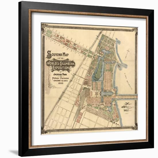 Map: World's Fair, 1893-null-Framed Premium Giclee Print