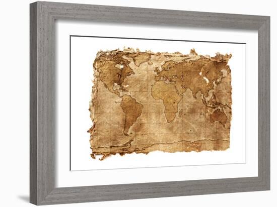 Map-SSilver-Framed Art Print