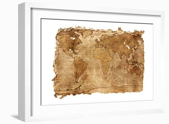 Map-SSilver-Framed Art Print