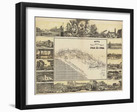 Mapa Historico Pintoresca Moderno de al Isla De Cuba, c.1853-B^ & C^ May-Framed Art Print