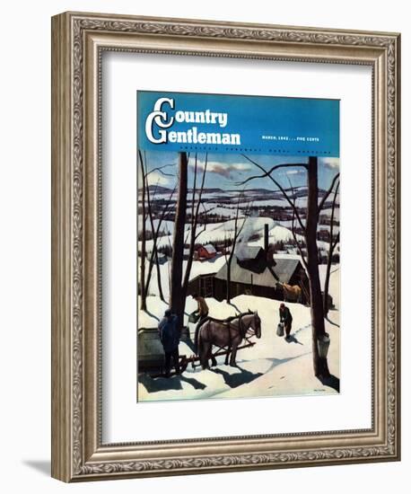 "Maple Sap Harvest at Dusk," Country Gentleman Cover, March 1, 1942-Paul Sample-Framed Giclee Print