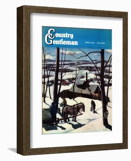 "Maple Sap Harvest at Dusk," Country Gentleman Cover, March 1, 1942-Paul Sample-Framed Giclee Print