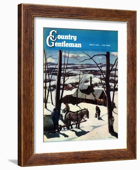 "Maple Sap Harvest at Dusk," Country Gentleman Cover, March 1, 1942-Paul Sample-Framed Giclee Print