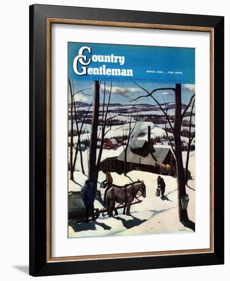 "Maple Sap Harvest at Dusk," Country Gentleman Cover, March 1, 1942-Paul Sample-Framed Giclee Print