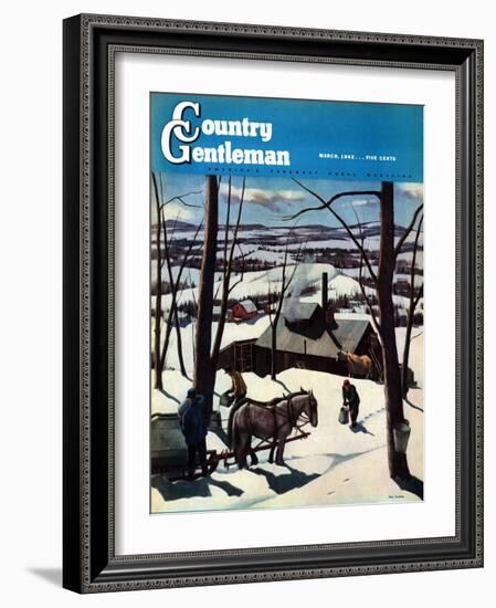 "Maple Sap Harvest at Dusk," Country Gentleman Cover, March 1, 1942-Paul Sample-Framed Giclee Print