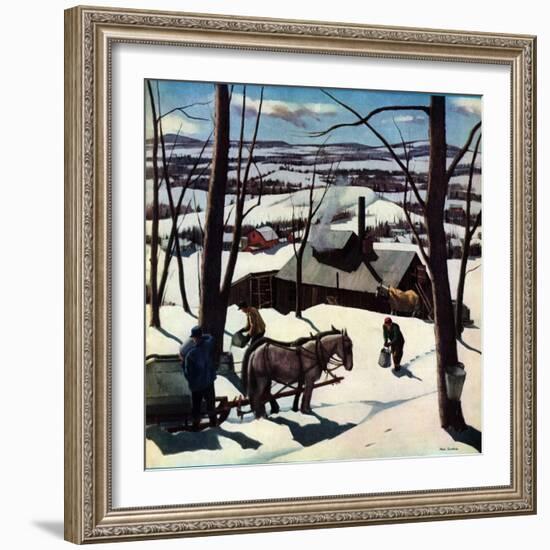 "Maple Sap Harvest at Dusk,"March 1, 1942-Paul Sample-Framed Giclee Print