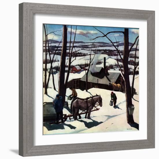 "Maple Sap Harvest at Dusk,"March 1, 1942-Paul Sample-Framed Giclee Print