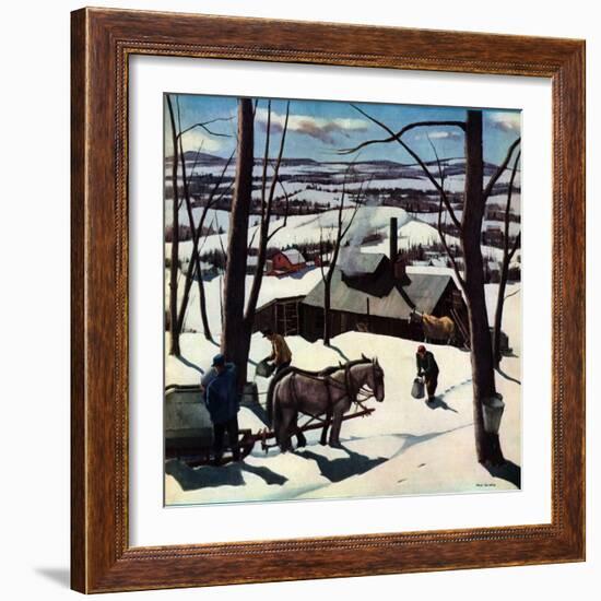 "Maple Sap Harvest at Dusk,"March 1, 1942-Paul Sample-Framed Giclee Print