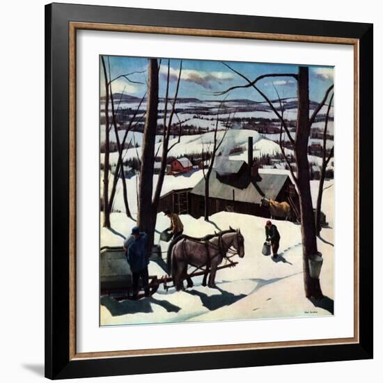 "Maple Sap Harvest at Dusk,"March 1, 1942-Paul Sample-Framed Giclee Print