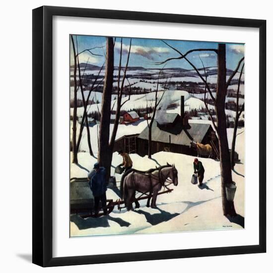 "Maple Sap Harvest at Dusk,"March 1, 1942-Paul Sample-Framed Giclee Print