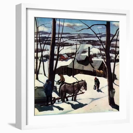 "Maple Sap Harvest at Dusk,"March 1, 1942-Paul Sample-Framed Giclee Print