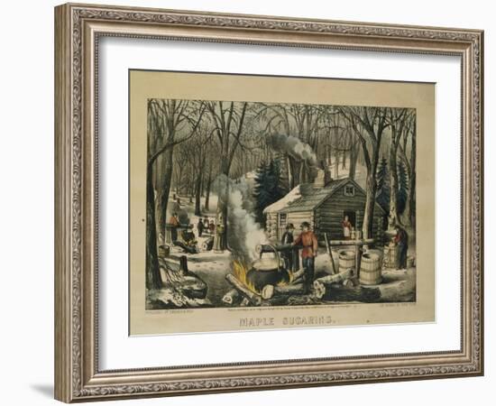 Maple Sugaring, Early Spring in the Northern Woods, 1872-Currier & Ives-Framed Giclee Print