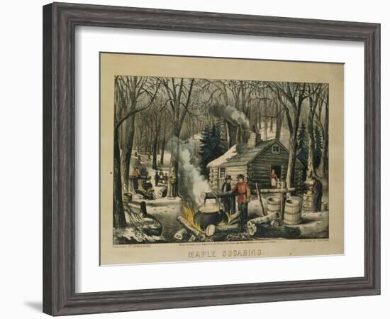 Maple Sugaring, Early Spring in the Northern Woods, 1872-Currier & Ives-Framed Giclee Print