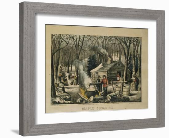 Maple Sugaring, Early Spring in the Northern Woods, 1872-Currier & Ives-Framed Giclee Print