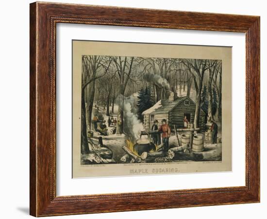 Maple Sugaring, Early Spring in the Northern Woods, 1872-Currier & Ives-Framed Giclee Print