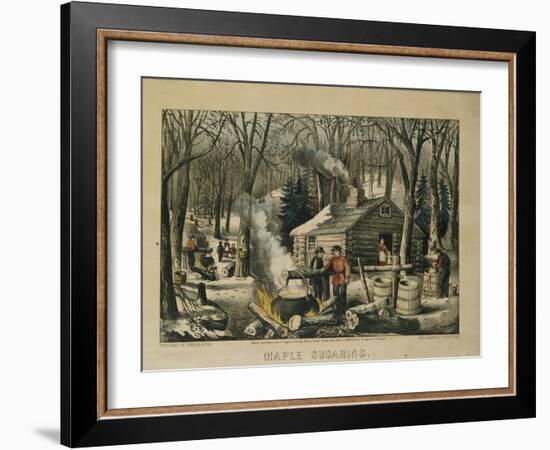 Maple Sugaring, Early Spring in the Northern Woods, 1872-Currier & Ives-Framed Giclee Print