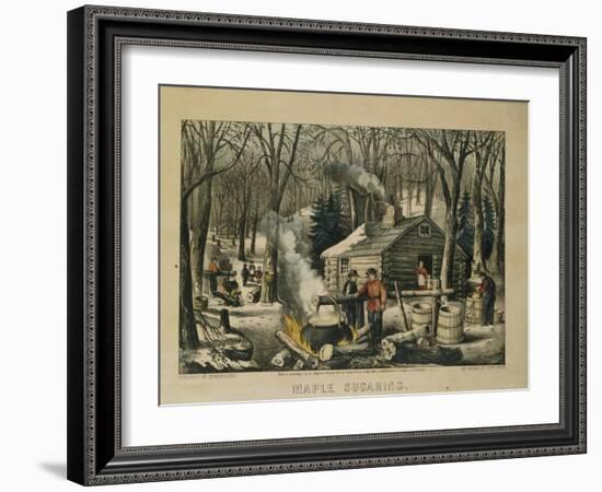 Maple Sugaring, Early Spring in the Northern Woods, 1872-Currier & Ives-Framed Giclee Print