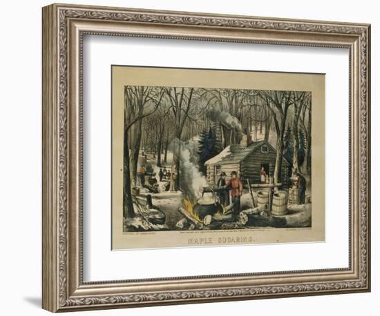 Maple Sugaring, Early Spring in the Northern Woods, 1872-Currier & Ives-Framed Giclee Print