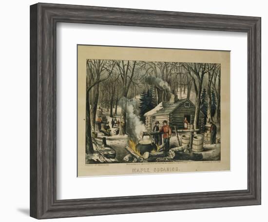 Maple Sugaring, Early Spring in the Northern Woods, 1872-Currier & Ives-Framed Giclee Print