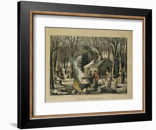 Maple Sugaring, Early Spring in the Northern Woods, 1872-Currier & Ives-Framed Giclee Print