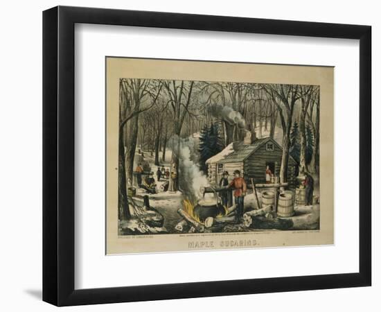 Maple Sugaring, Early Spring in the Northern Woods, 1872-Currier & Ives-Framed Giclee Print