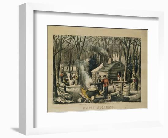 Maple Sugaring, Early Spring in the Northern Woods, 1872-Currier & Ives-Framed Giclee Print