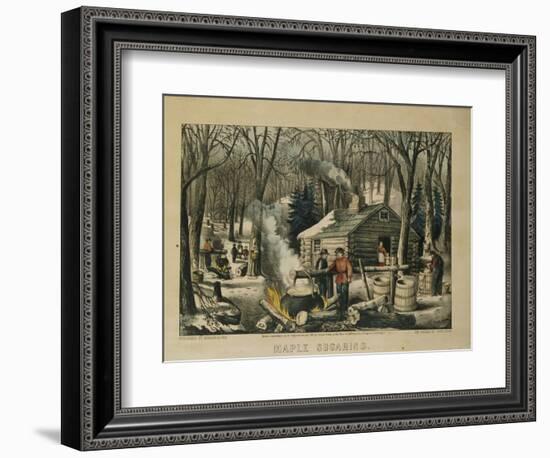 Maple Sugaring, Early Spring in the Northern Woods, 1872-Currier & Ives-Framed Giclee Print