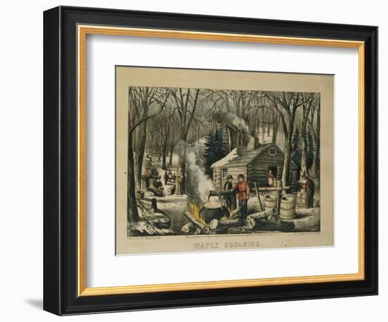 Maple Sugaring, Early Spring in the Northern Woods, 1872-Currier & Ives-Framed Giclee Print