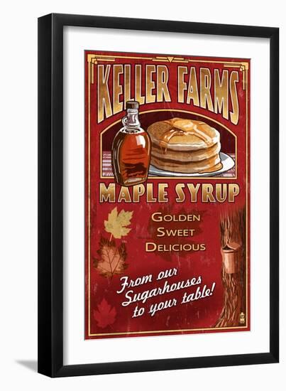 Maple Syrup Farm - Vintage Sign-Lantern Press-Framed Premium Giclee Print