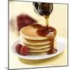 Maple Syrup Pouring over a Stack of Pancakes-Paul Poplis-Mounted Photographic Print